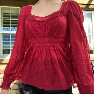 Free People Long Sleeve Red Shirt Size S